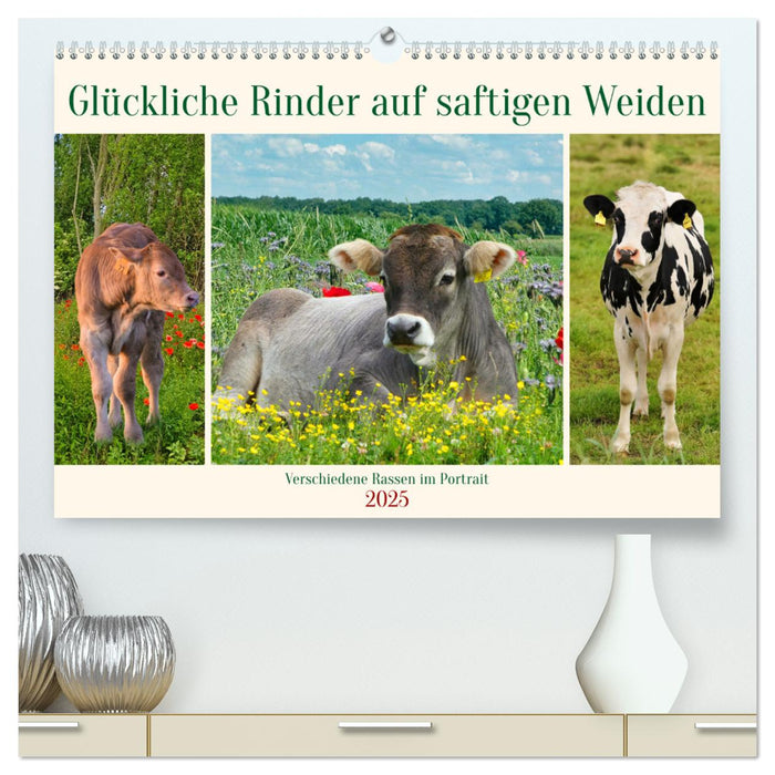 Glückliche Rinder auf saftigen Weiden (CALVENDO Premium Wandkalender 2025)