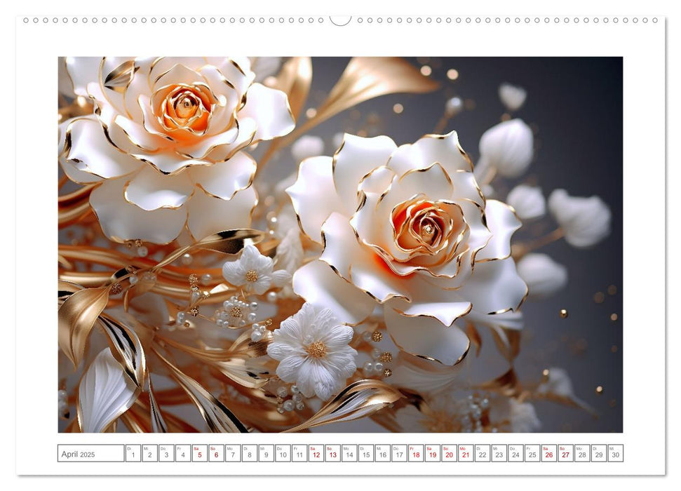 Eleganz in Gold und Orange (CALVENDO Premium Wandkalender 2025)