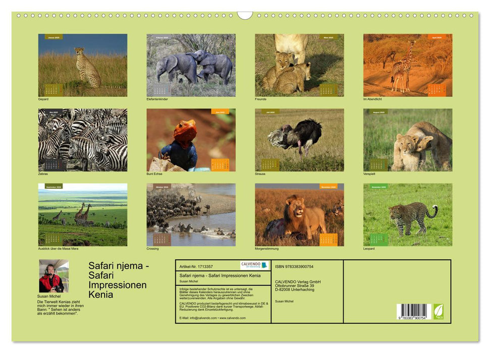 Safari njema - Safari Impressionen Kenia (CALVENDO Wandkalender 2025)