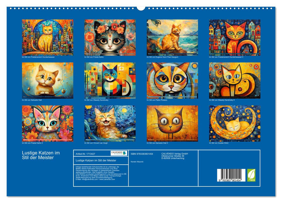 Lustige Katzen im Stil der Meister (CALVENDO Premium Wandkalender 2025)