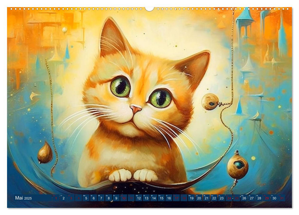 Lustige Katzen im Stil der Meister (CALVENDO Premium Wandkalender 2025)