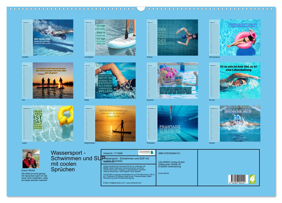 Wassersport - Schwimmen und SUP mit coolen Sprüchen (CALVENDO Wandkalender 2025)