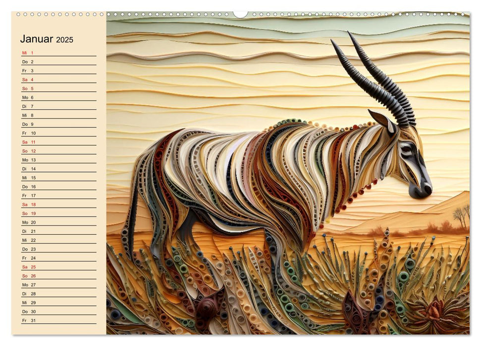 Tierwelt mit Quilling (CALVENDO Wandkalender 2025)