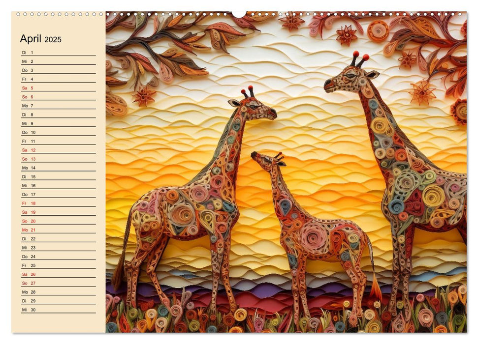 Tierwelt mit Quilling (CALVENDO Wandkalender 2025)