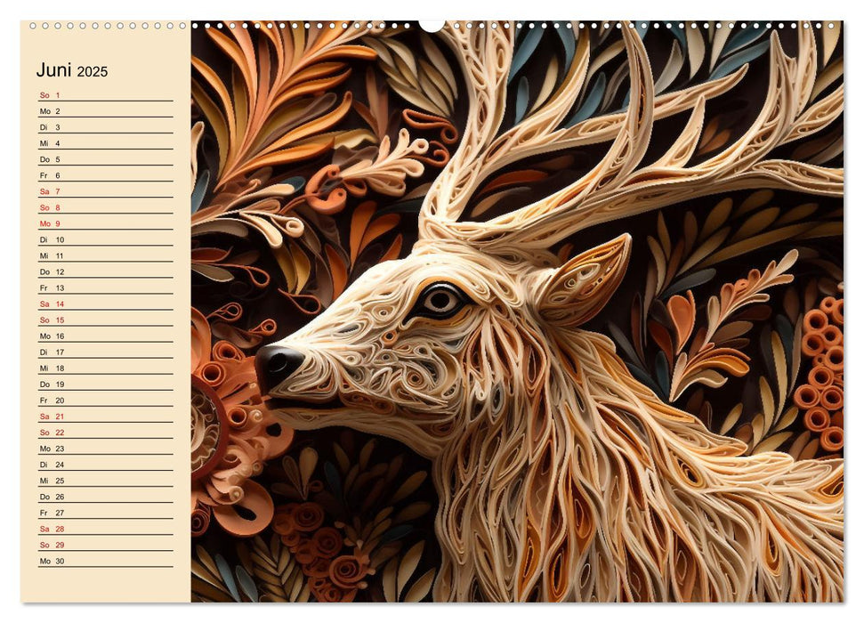 Tierwelt mit Quilling (CALVENDO Wandkalender 2025)