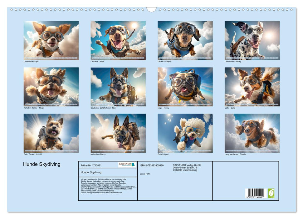 Hunde Skydiving (CALVENDO Wandkalender 2025)