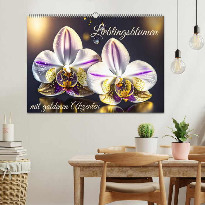 Lieblingsblumen mit goldenen Akzenten (CALVENDO Wandkalender 2025)