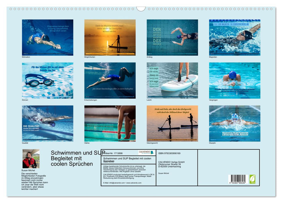 Schwimmen und SUP Begleitet mit coolen Sprüchen (CALVENDO Wandkalender 2025)