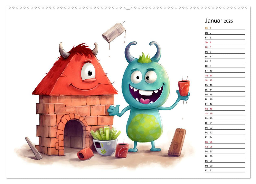 Monsterjobs - Kleine Monster, große Träume (CALVENDO Wandkalender 2025)