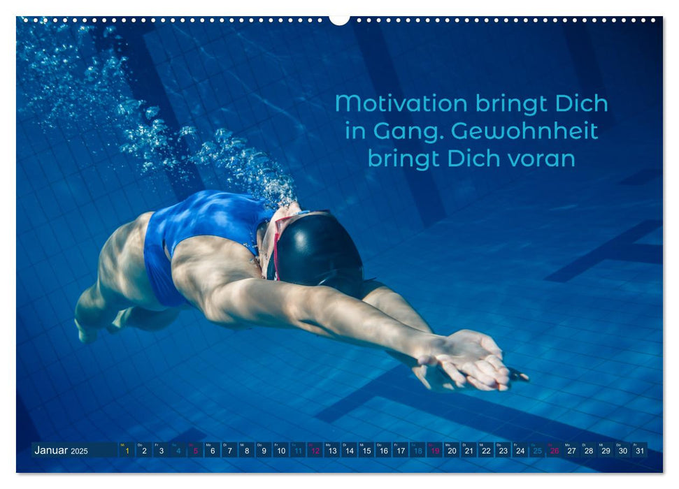 Schwimmen und SUP Begleitet mit coolen Sprüchen (CALVENDO Premium Wandkalender 2025)