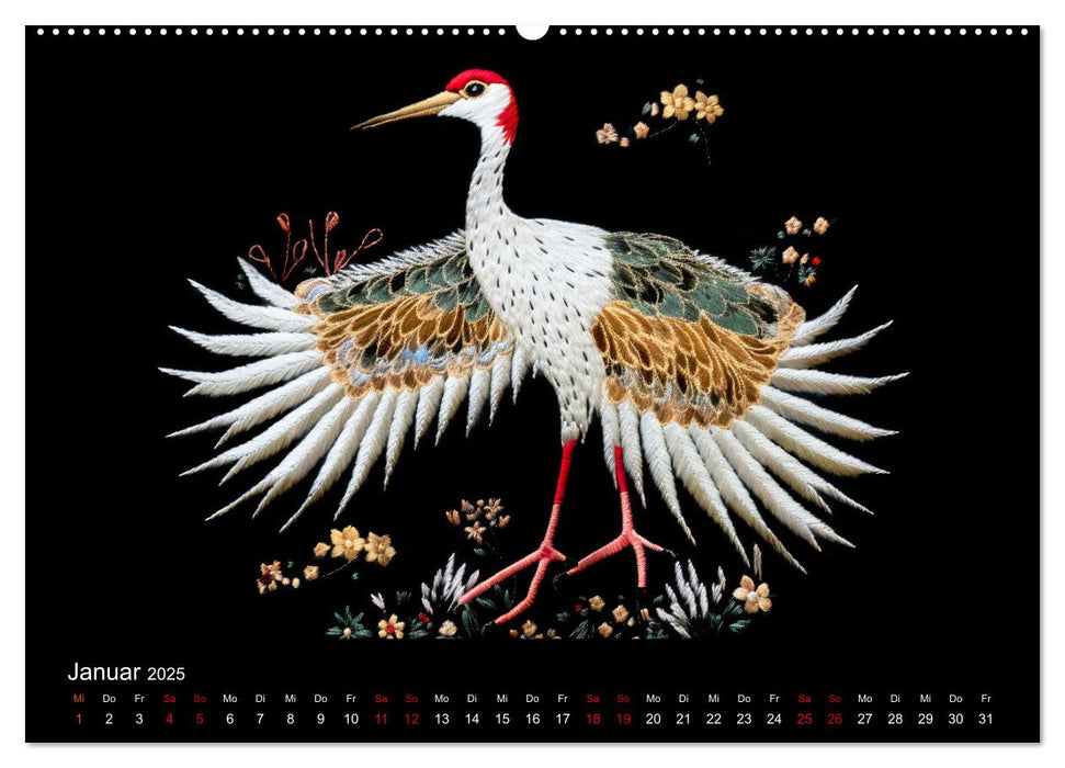 Japanische Stickerei - Hommage an die Ästhetik des Landes (CALVENDO Wandkalender 2025)