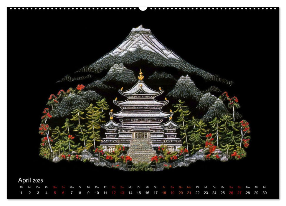 Japanische Stickerei - Hommage an die Ästhetik des Landes (CALVENDO Wandkalender 2025)