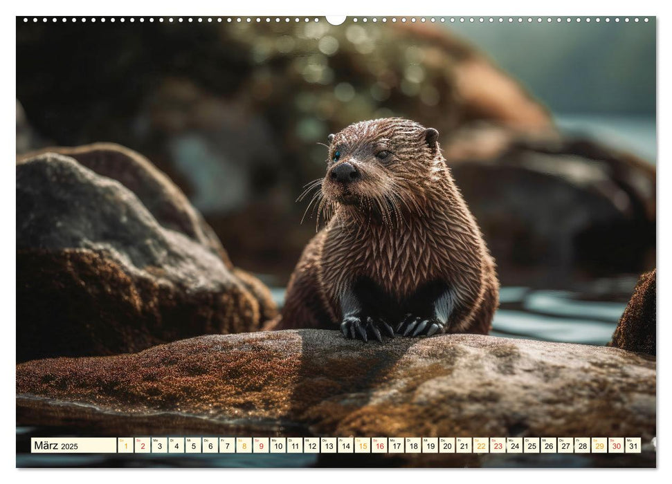 Fischotter - schlaue Jäger (CALVENDO Premium Wandkalender 2025)