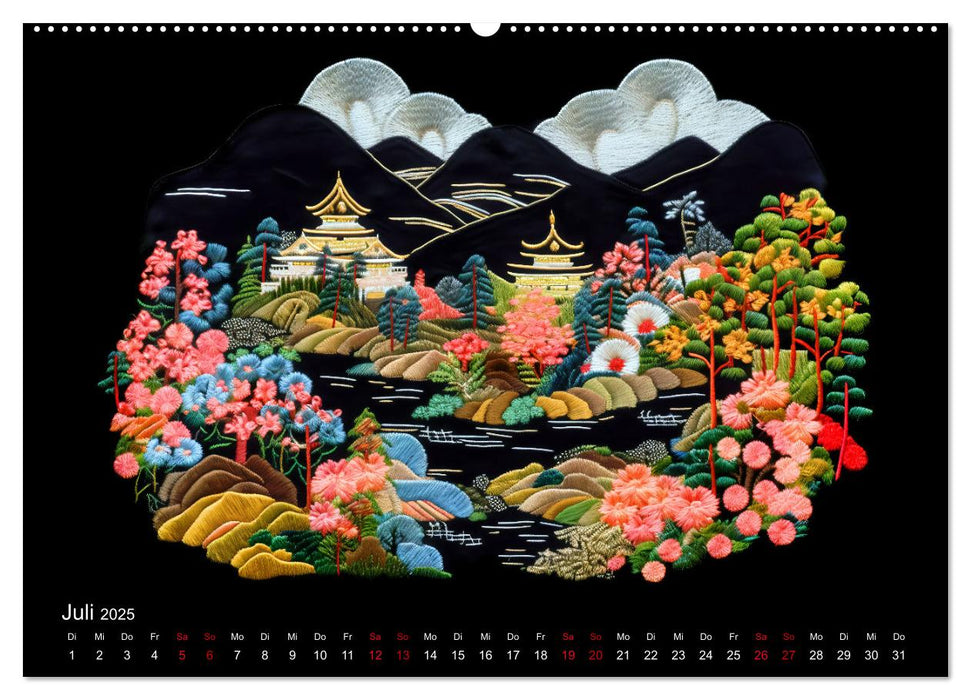 Japanische Stickerei - Hommage an die Ästhetik des Landes (CALVENDO Premium Wandkalender 2025)