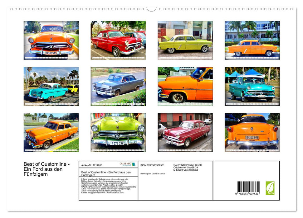 Best of Customline - Ein Ford aus den Fünfzigern (CALVENDO Premium Wandkalender 2025)