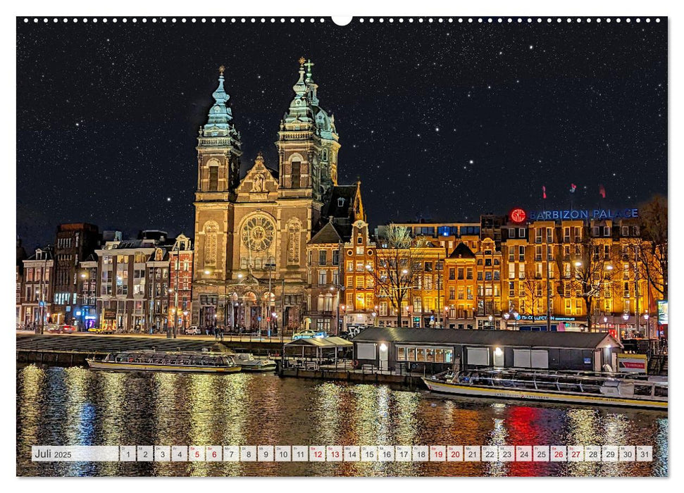 Amsterdam am Tag und bei Nacht (CALVENDO Premium Wandkalender 2025)