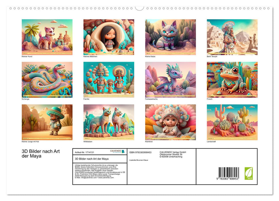 3D Bilder nach Art der Maya (CALVENDO Premium Wandkalender 2025)