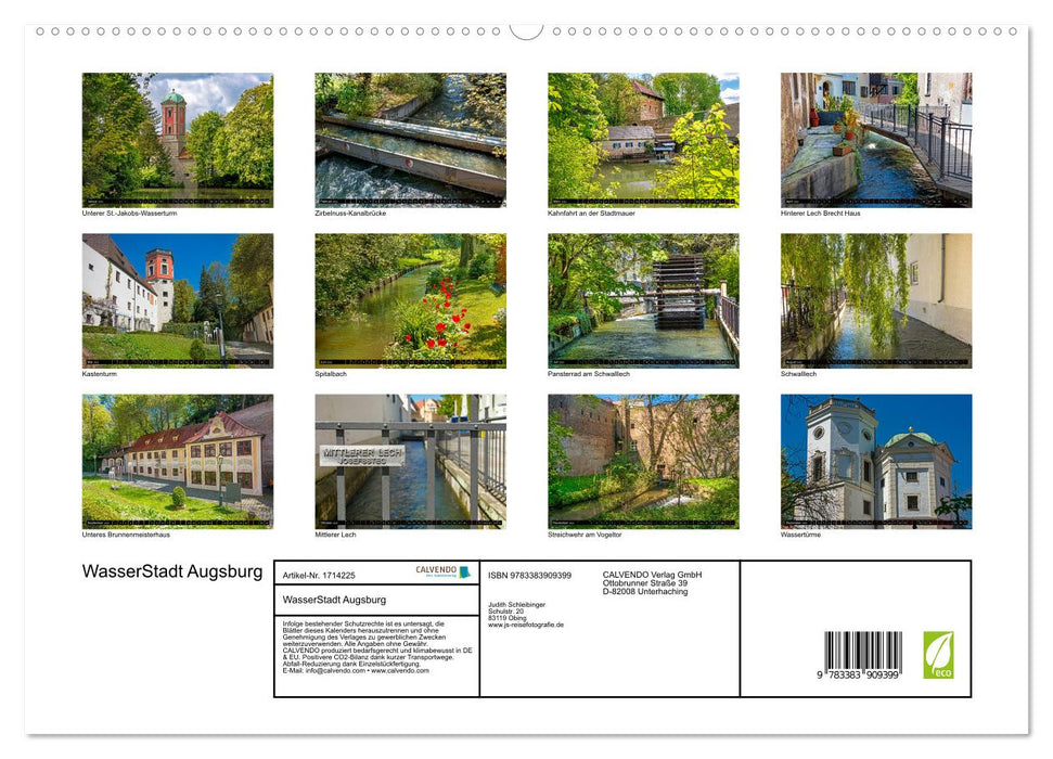 WasserStadt Augsburg (CALVENDO Premium Wandkalender 2025)