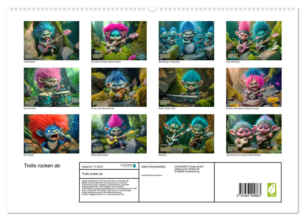 Trolls rocken ab (CALVENDO Premium Wandkalender 2025)