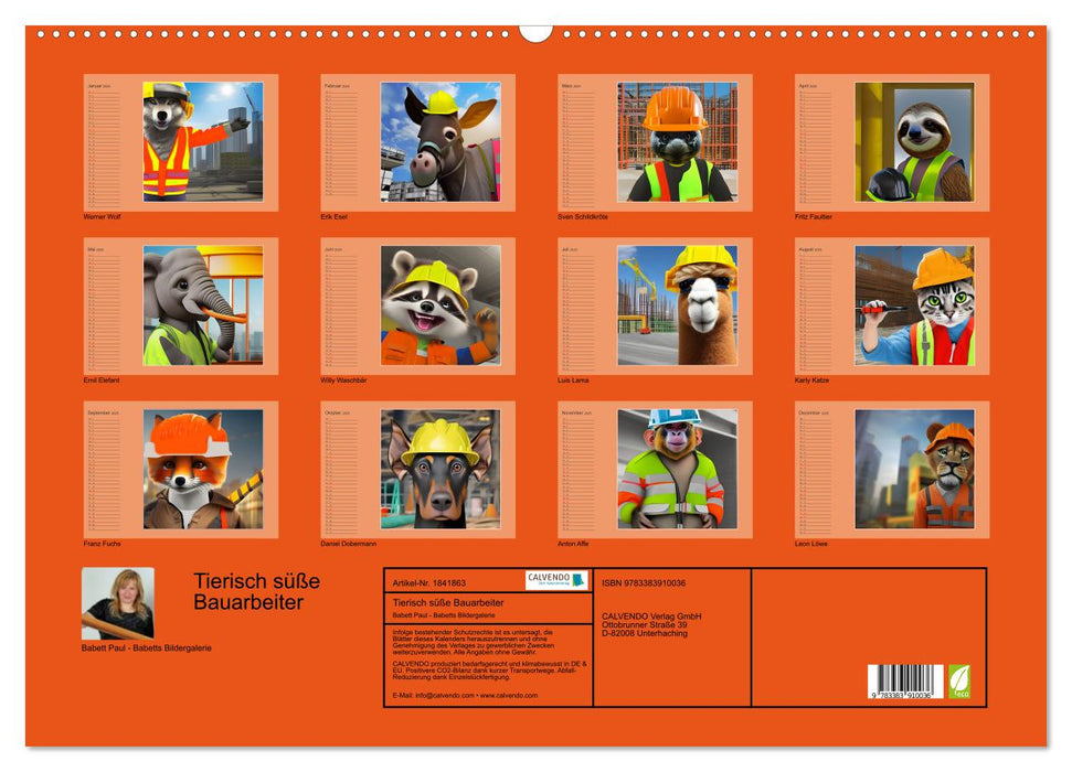 Tierisch süße Bauarbeiter (CALVENDO Wandkalender 2025)