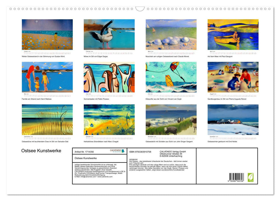 Ostsee Kunstwerke (CALVENDO Wandkalender 2025)