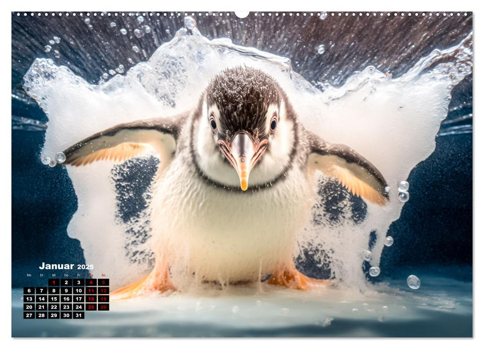 Tierkinder beim baden (CALVENDO Premium Wandkalender 2025)