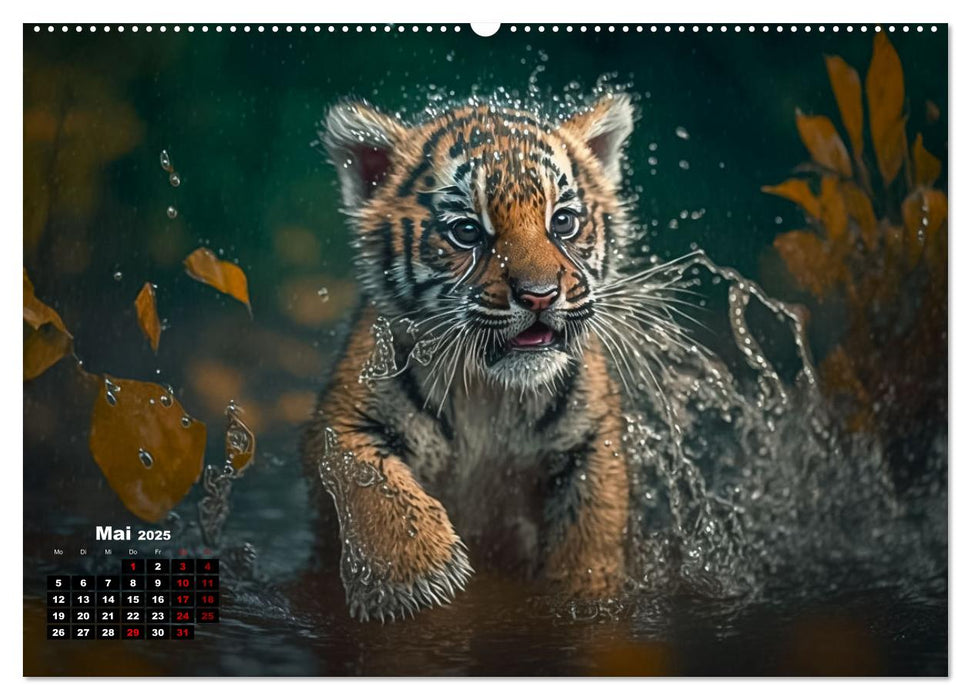 Tierkinder beim baden (CALVENDO Premium Wandkalender 2025)