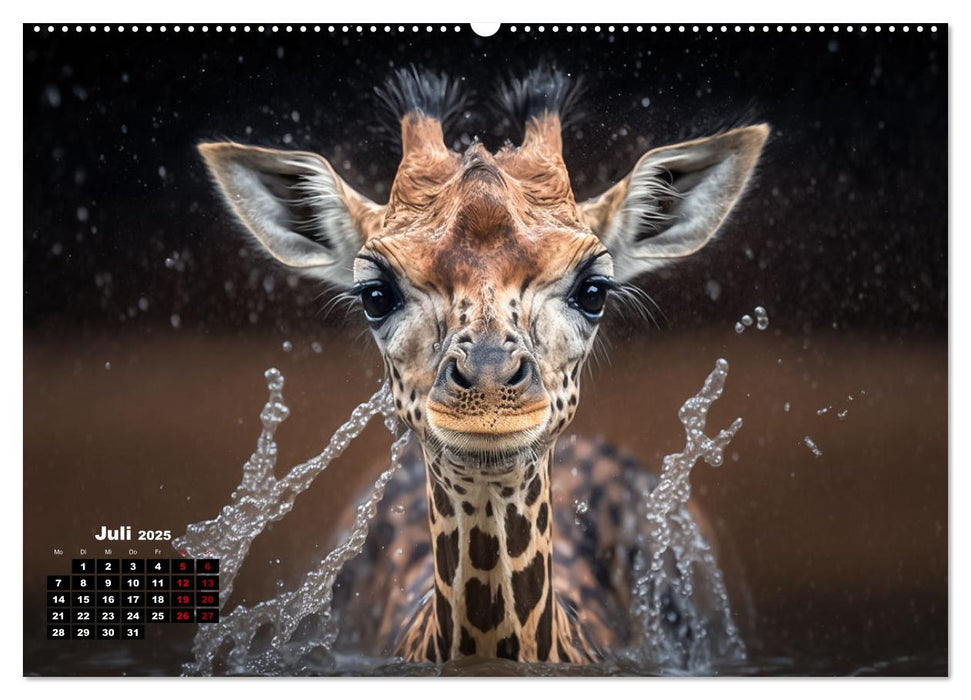 Tierkinder beim baden (CALVENDO Premium Wandkalender 2025)