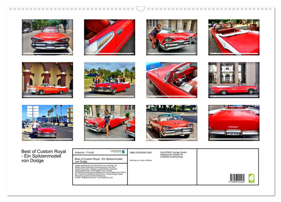 Best of Custom Royal - Ein Spitzenmodell von Dodge (CALVENDO Wandkalender 2025)