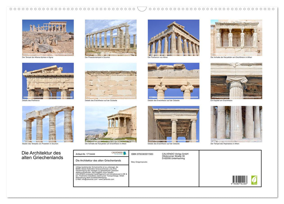 Die Architektur des alten Griechenlands (CALVENDO Wandkalender 2025)