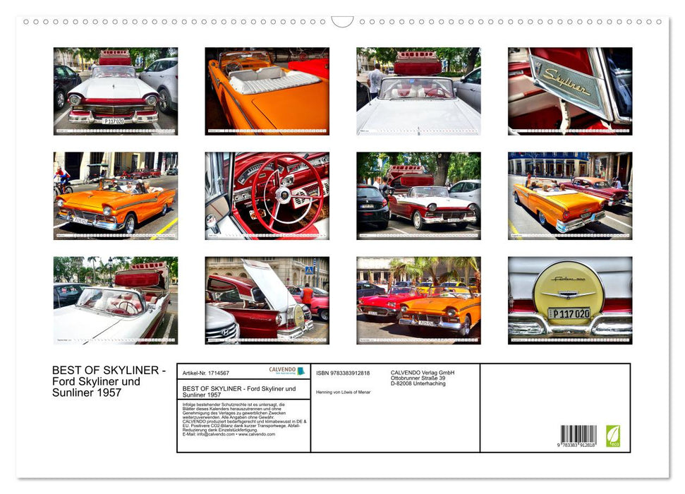 BEST OF SKYLINER - Ford Skyliner und Sunliner 1957 (CALVENDO Wandkalender 2025)