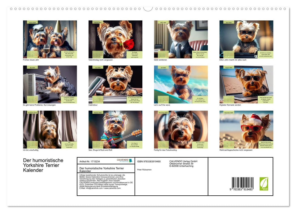 Der humoristische Yorkshire Terrier Kalender (CALVENDO Premium Wandkalender 2025)