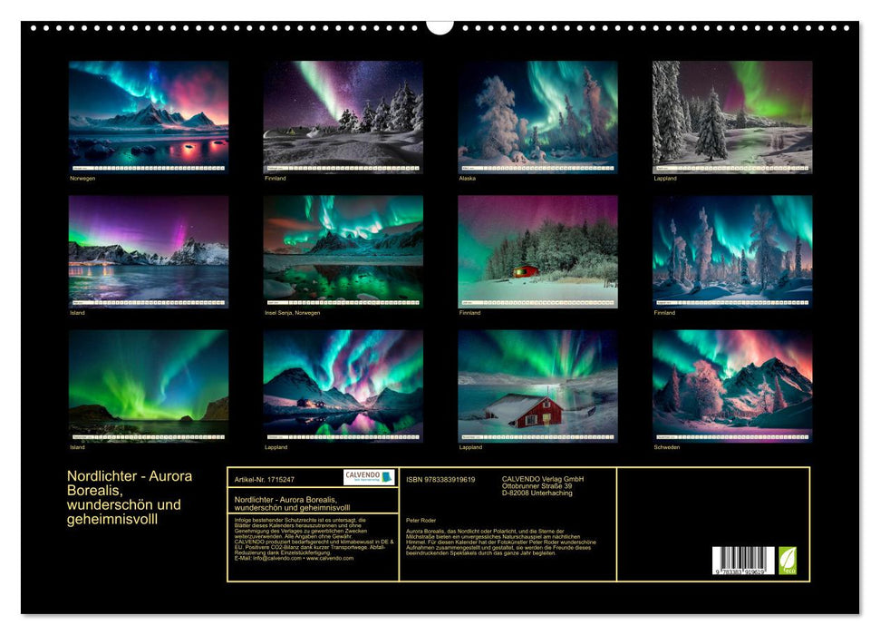 Nordlichter - Aurora Borealis, wunderschön und geheimnisvolll (CALVENDO Wandkalender 2025)