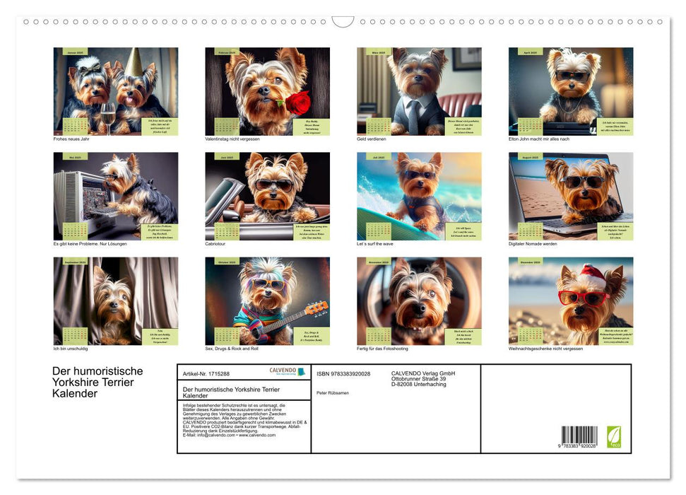 Der humoristische Yorkshire Terrier Kalender (CALVENDO Wandkalender 2025)