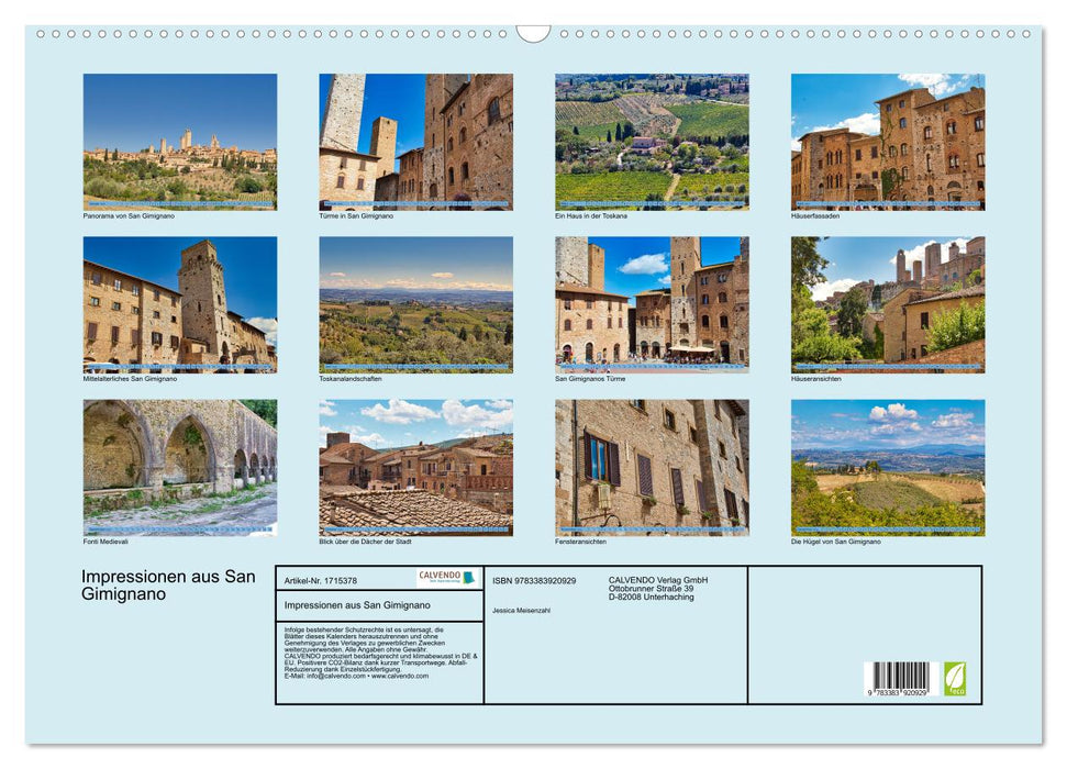 Impressionen aus San Gimignano (CALVENDO Wandkalender 2025)