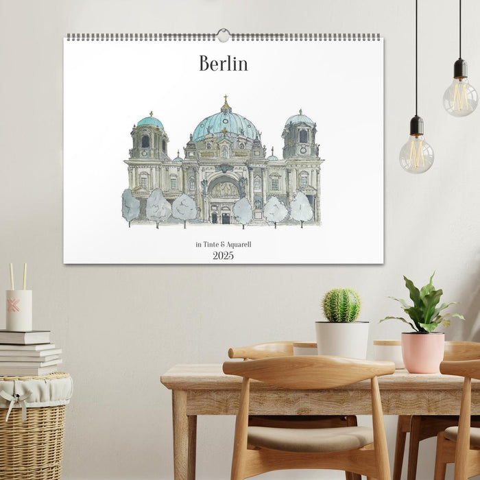 Berlin - in Tinte und Aquarell (CALVENDO Wandkalender 2025)