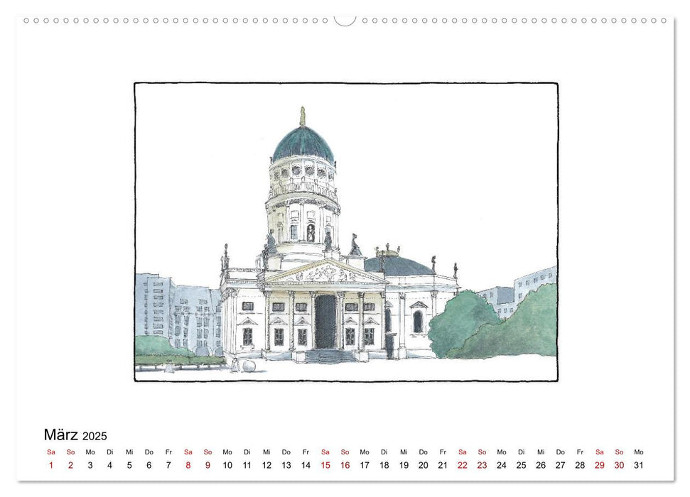 Berlin - in Tinte und Aquarell (CALVENDO Wandkalender 2025)