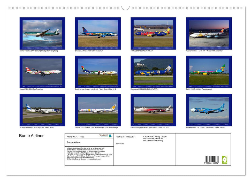 Bunte Airliner (CALVENDO Wandkalender 2025)