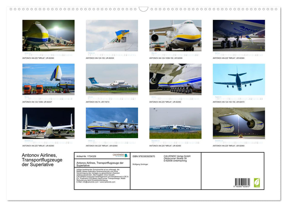 Antonov Airlines, Transportflugzeuge der Superlative (CALVENDO Wandkalender 2025)