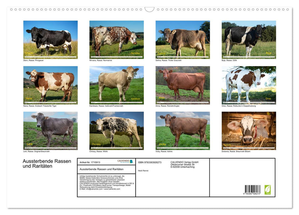 Aussterbende Rassen und Raritäten (CALVENDO Wandkalender 2025)