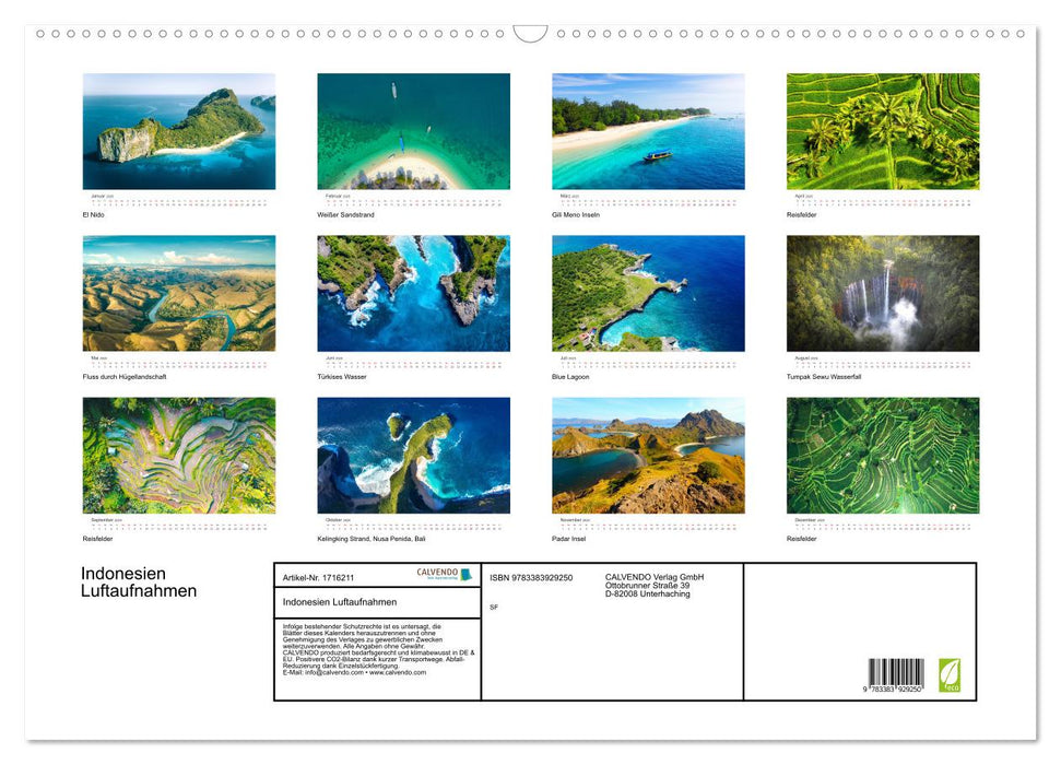 Indonesien Luftaufnahmen (CALVENDO Wandkalender 2025)