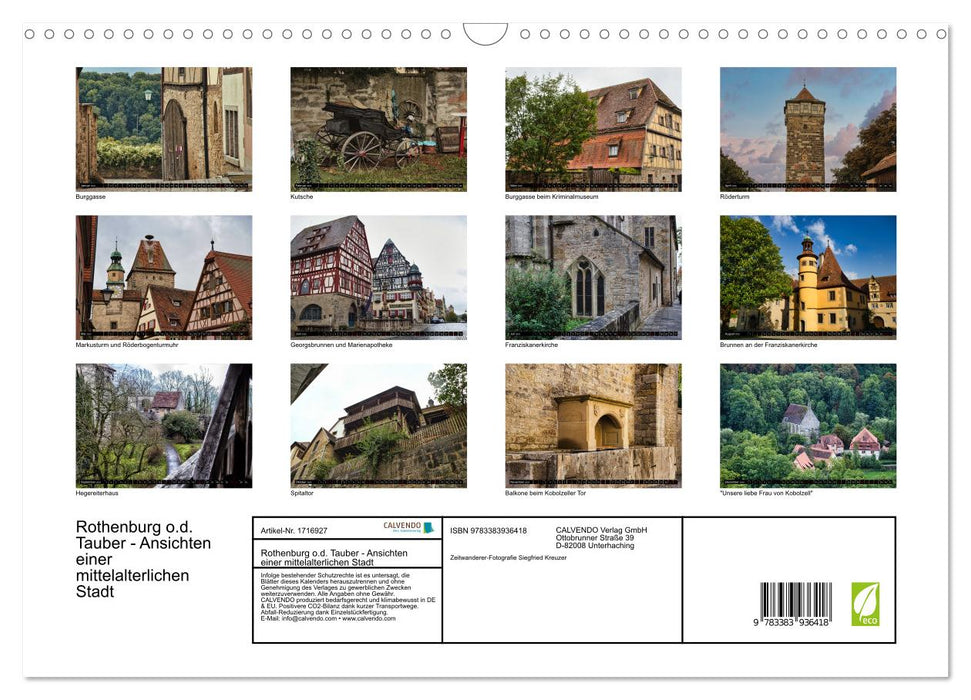 Rothenburg o.d. Tauber - Ansichten einer mittelalterlichen Stadt (CALVENDO Wandkalender 2025)