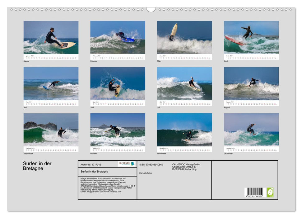 Surfen in der Bretagne (CALVENDO Wandkalender 2025)