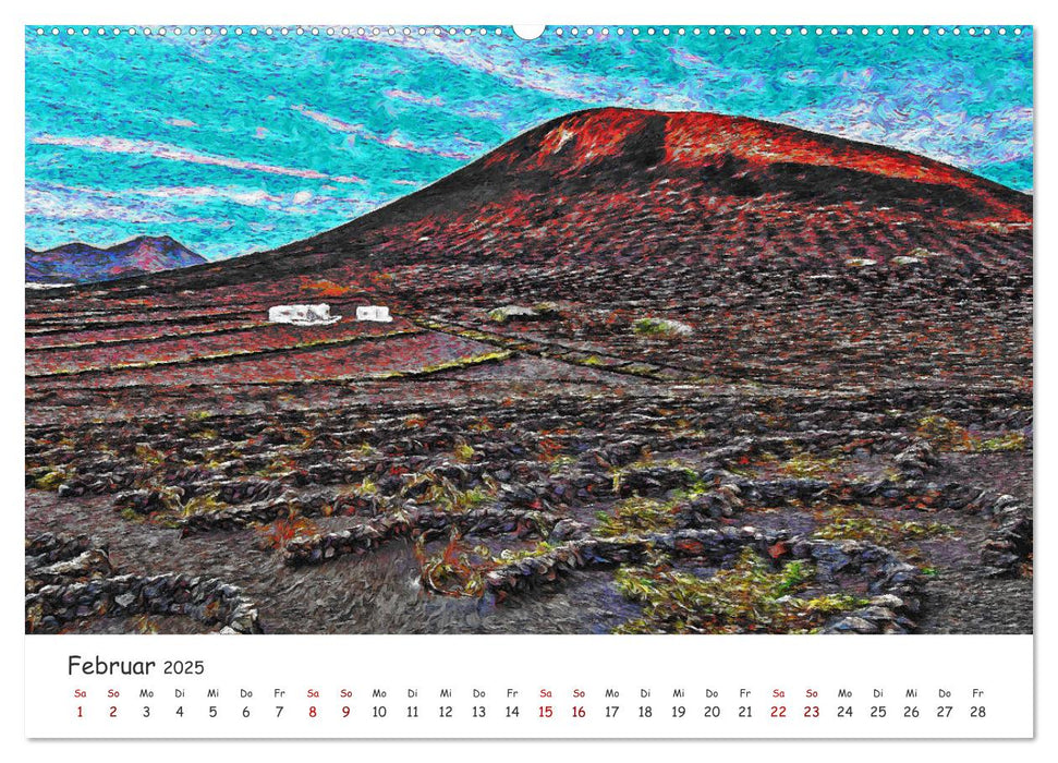 Lanzarote & La Graciosa - Im Stil von Vicent van Gogh (CALVENDO Premium Wandkalender 2025)