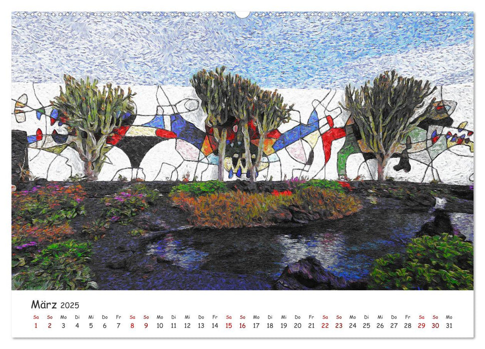 Lanzarote & La Graciosa - Im Stil von Vicent van Gogh (CALVENDO Premium Wandkalender 2025)