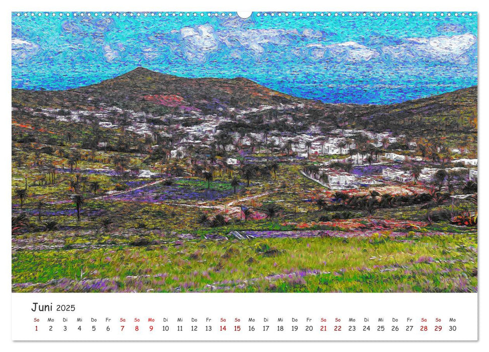 Lanzarote & La Graciosa - Im Stil von Vicent van Gogh (CALVENDO Premium Wandkalender 2025)