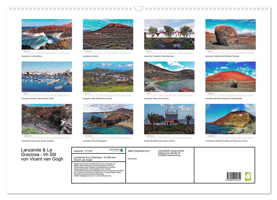 Lanzarote & La Graciosa - Im Stil von Vicent van Gogh (CALVENDO Wandkalender 2025)