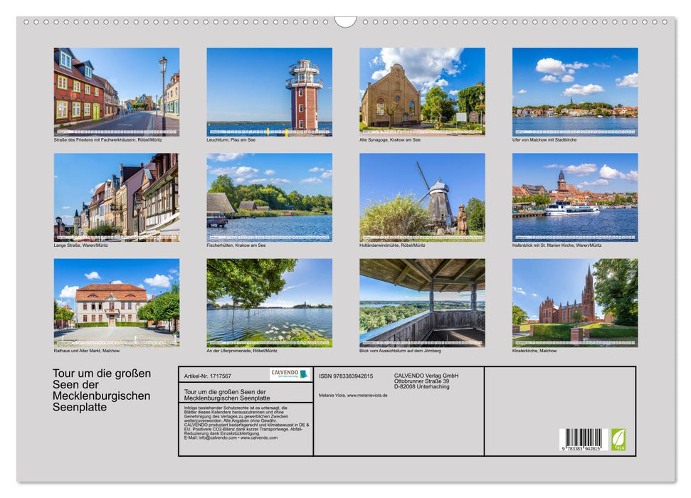 Tour um die großen Seen der Mecklenburgischen Seenplatte (CALVENDO Wandkalender 2025)