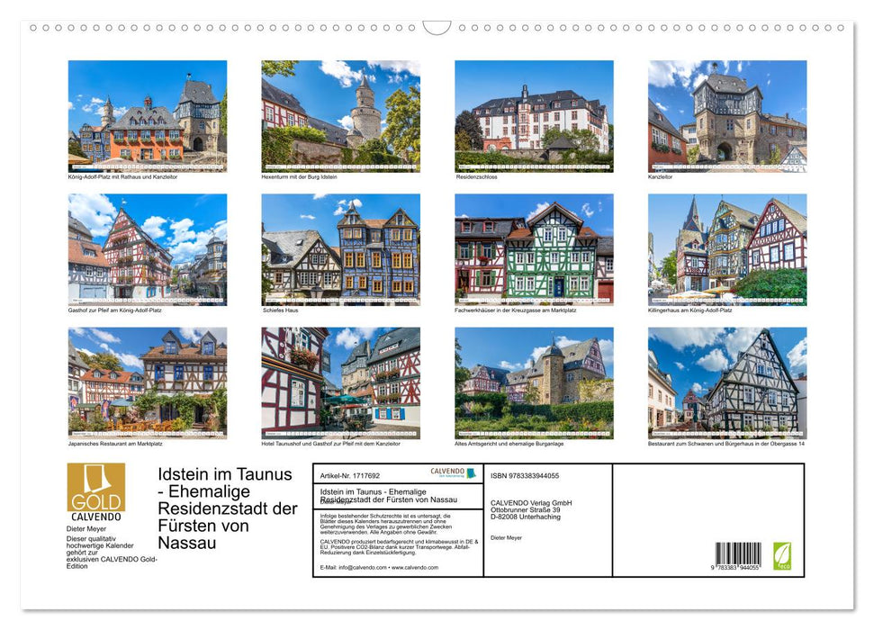 Idstein im Taunus - Ehemalige Residenzstadt der Fürsten von Nassau (CALVENDO Wandkalender 2025)