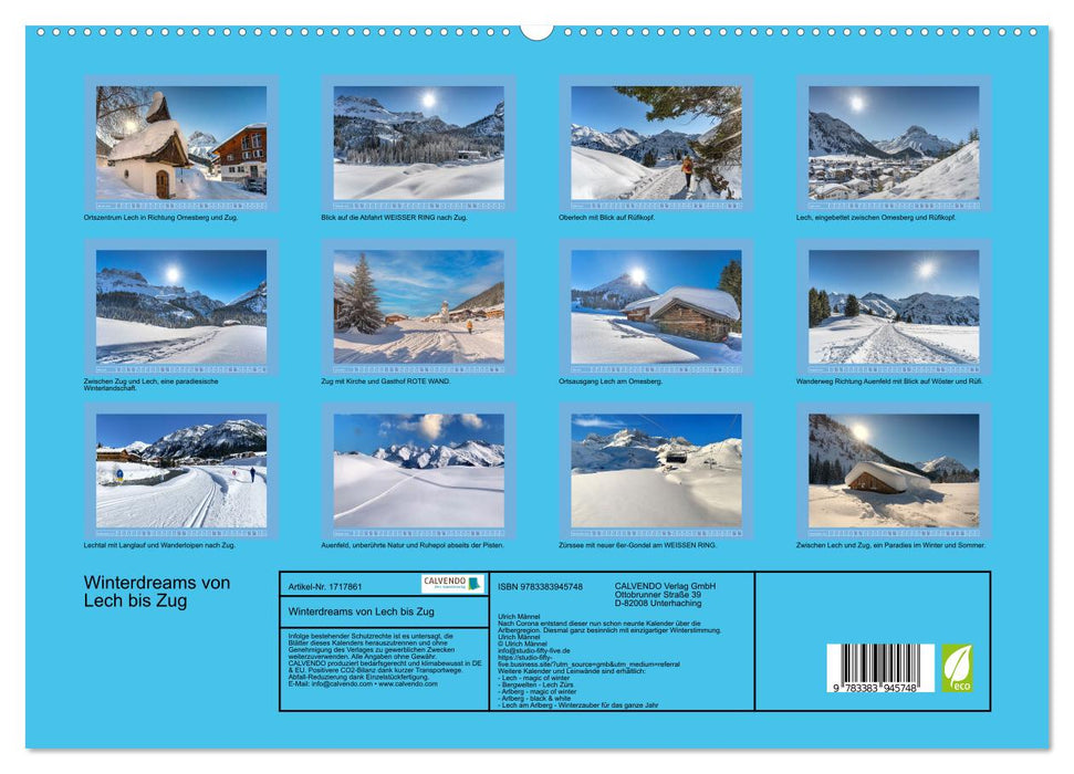 Winterdreams von Lech bis Zug (CALVENDO Premium Wandkalender 2025)